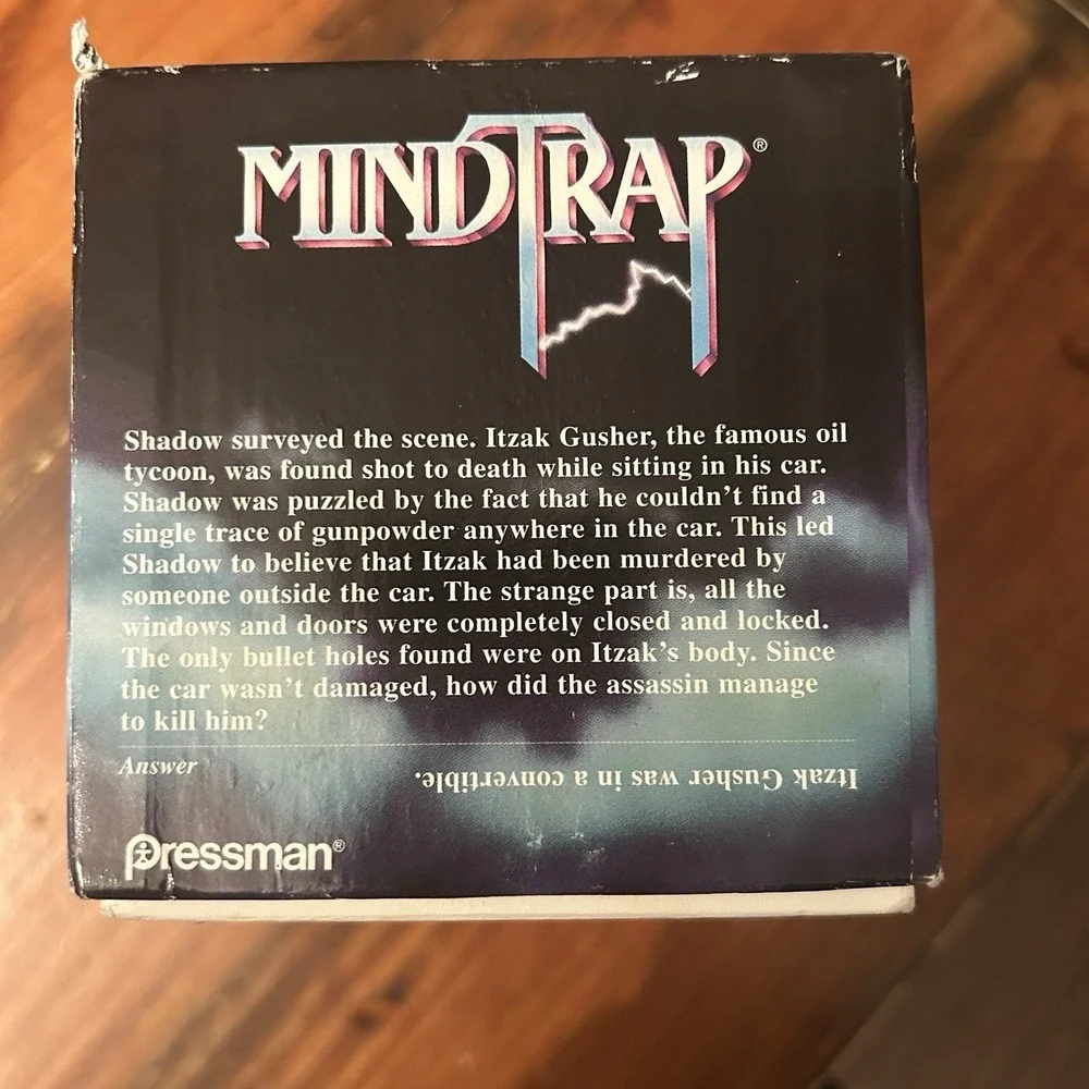 MindTrap Game (Pressman, 1996) Puzzles Murder Mystery Pre Owned